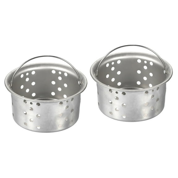 Uxcell 3"O.D. 1.5"Height Stainless Steel Kitchen Sink Strainer Sink Drain Basket Silver Tone 2 Pack