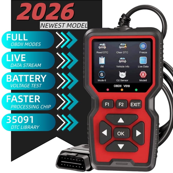 OBDII Code Reader with Reset Function - Diagnostic Scan Tool, Mode 6/Mode 8 & I/M Readiness, Auto Check Engine Light Tool for Cars Since 1996