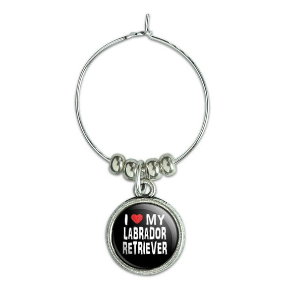 I Love My Labrador Retriever Stylish Wine Glass Charm Drink Marker