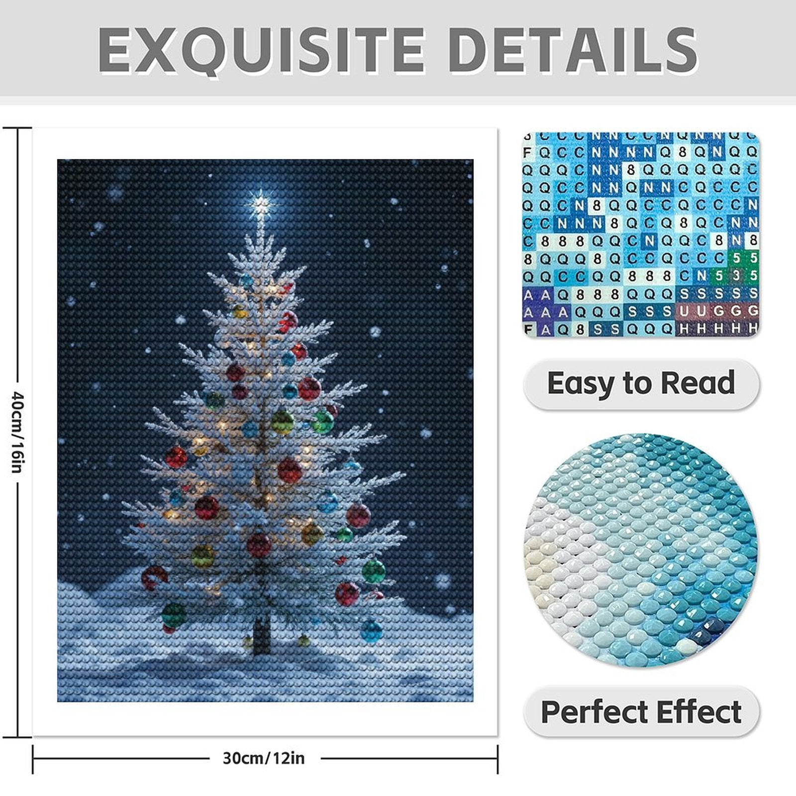 Diamond Art Kits for Adults - 5d Snowy Christmas Tree Night Scene Diamond Painting for Adults, Diamond Art for Adults Beginners, Diamond Painting Kits for Adults for Home Wall Decor