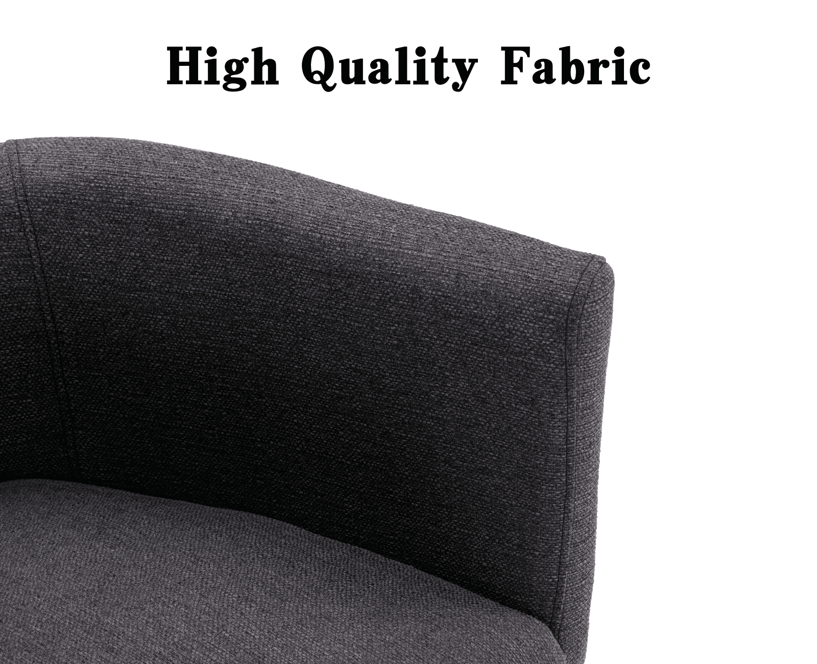 Guyou Modern Linen Dining Chair, Mid-century Upholstered Barrel Kitchen Chairs Fabric Side Chair with Metal Legs and Curved Back for Living Room Dining Room Bedroom, Charcoal
