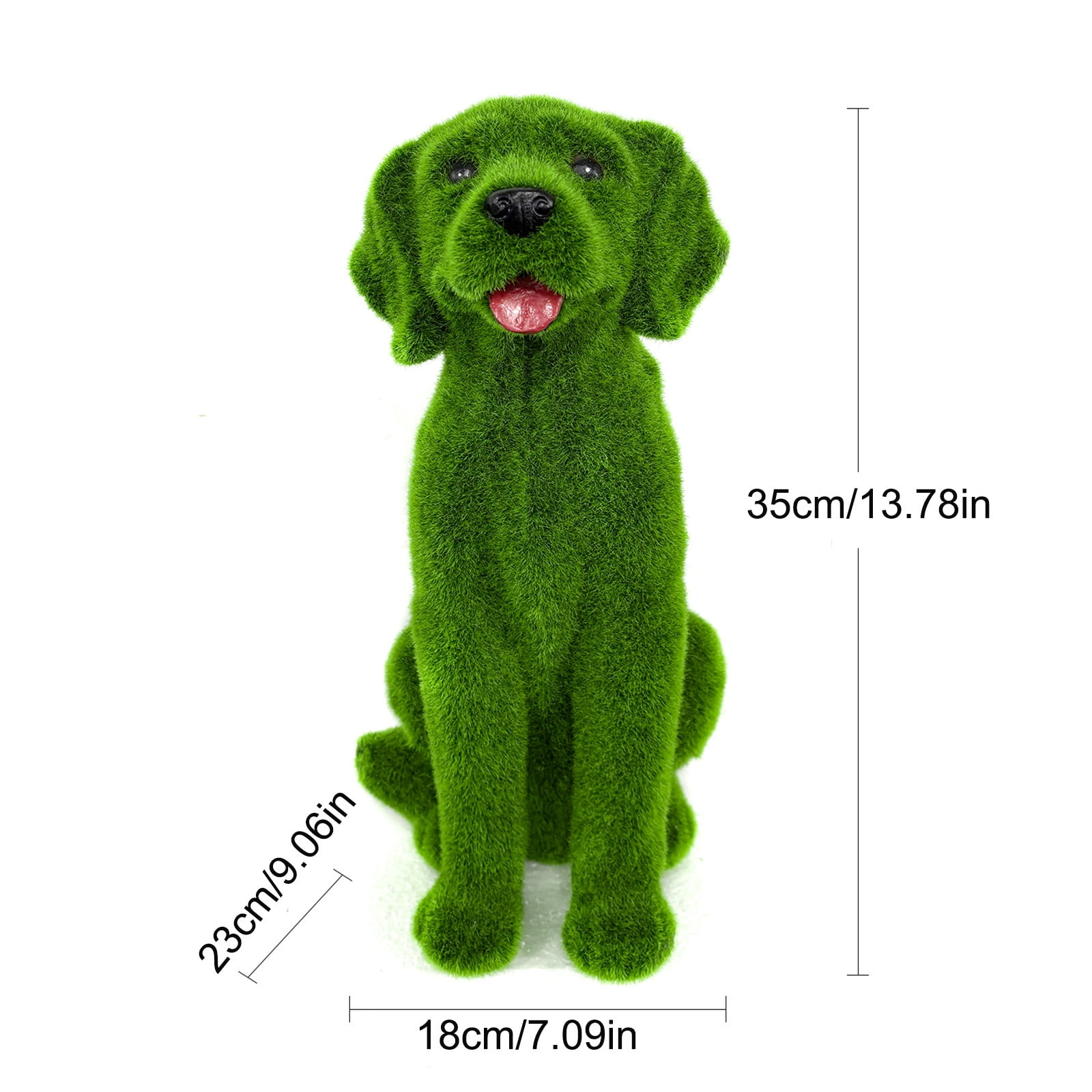 Garden Animal Sculpture Resin Statue Ornament for Yard Entrance Home Outdoor Decor, Green, Flocked Dog