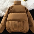 thumbnail image 5 of Womens Puffer Jacket Full Zip Winter Quilted Bubble Padded Coat High Neck Windproof Long Sleeve Outerwear, 5 of 5
