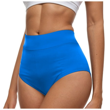 vigerkar Women s Swim Bottom High Waist Basic Full Coverage Bikini Tankini Swimsuit Briefs Tummy Control Bikini Bottom Blue  S