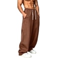 thumbnail image 2 of Gytharion Men's Solid Color Wide Leg Joggers Vintage Casual Loose Streetwear Trousers with Pockets Drawstring Elastic Waist Sweatpants, 2 of 7
