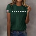 thumbnail image 2 of Women's Freedom Print Casual T-Shirt, Comfortable and Breathable Shirt for Famale, Green Dark, S, 2 of 4