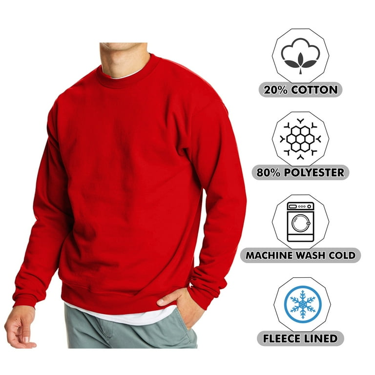 3 Pack Men s Crew Neck Fleece Lined Pullover Sweatshirt S 2XL Walmart