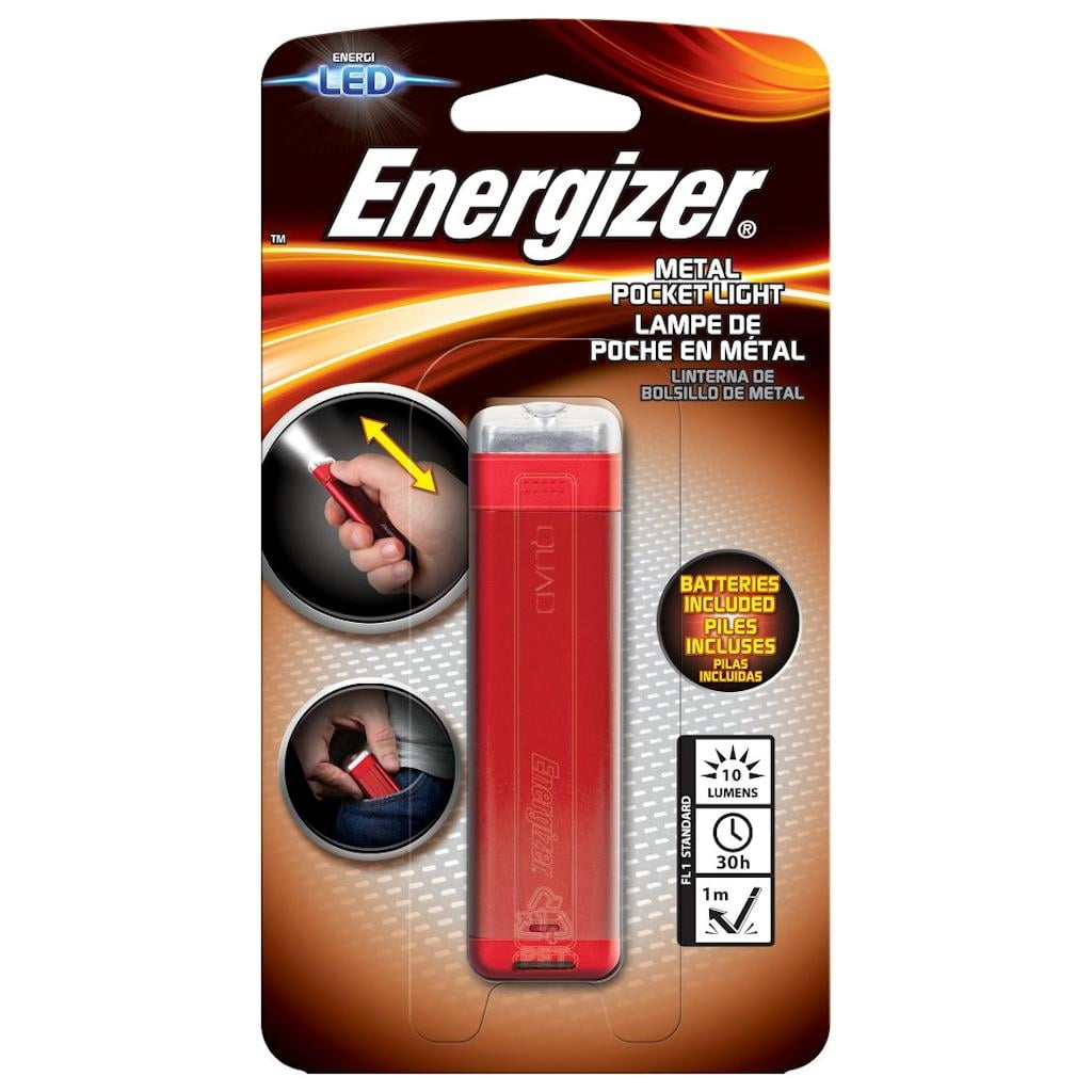 Energizer 12743 Red Metal Pocket LED Flashlight (Batteries Included