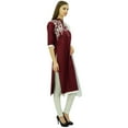 thumbnail image 3 of Atasi Women's Linen Straight Embroidered Maroon Salwar Suit Set Casual Dress-26, 3 of 8