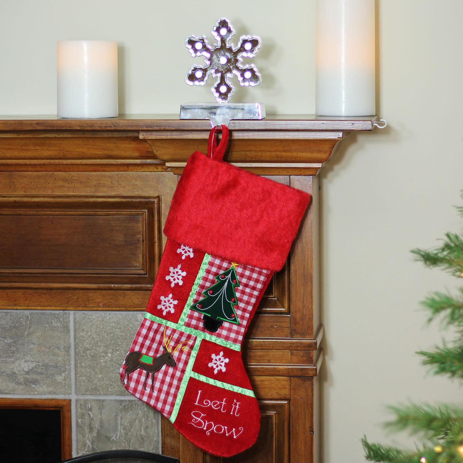 18.5" Christmas Cheers Holiday Patches "Let It Snow" Christmas Stocking