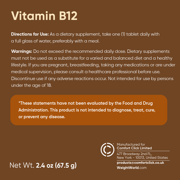 WeightWorld Vitamin B12 Methylcobalamin Tablets 1000 mcg, Energy & Nervous System Support, Vegetarian, 450 Count