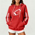thumbnail image 2 of Women Waffle Knit Pullover Hoodie, Football Heart Graphic Long Sleeve Hooded Sweatshirt, Oversized Game Day Fan Top with Kangaroo Pocket for Sports Party Daily Fall Wear, 2 of 4