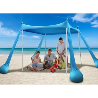 SUN NINJA 7x7.5 Outdoor Pop Up Beach Tent With Shovel, Pegs
