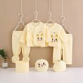 thumbnail image 2 of CAUYDY Infant Girls Outfits Preemie Boys Clothes Newborn Layette 2 Long Sleeve Shirt + Warm Hat + 2 Pants + Bib + Bellyband 7Pcs Cotton Set Fall Winter Sizes 0-3 Months,Light Yellow, 2 of 5