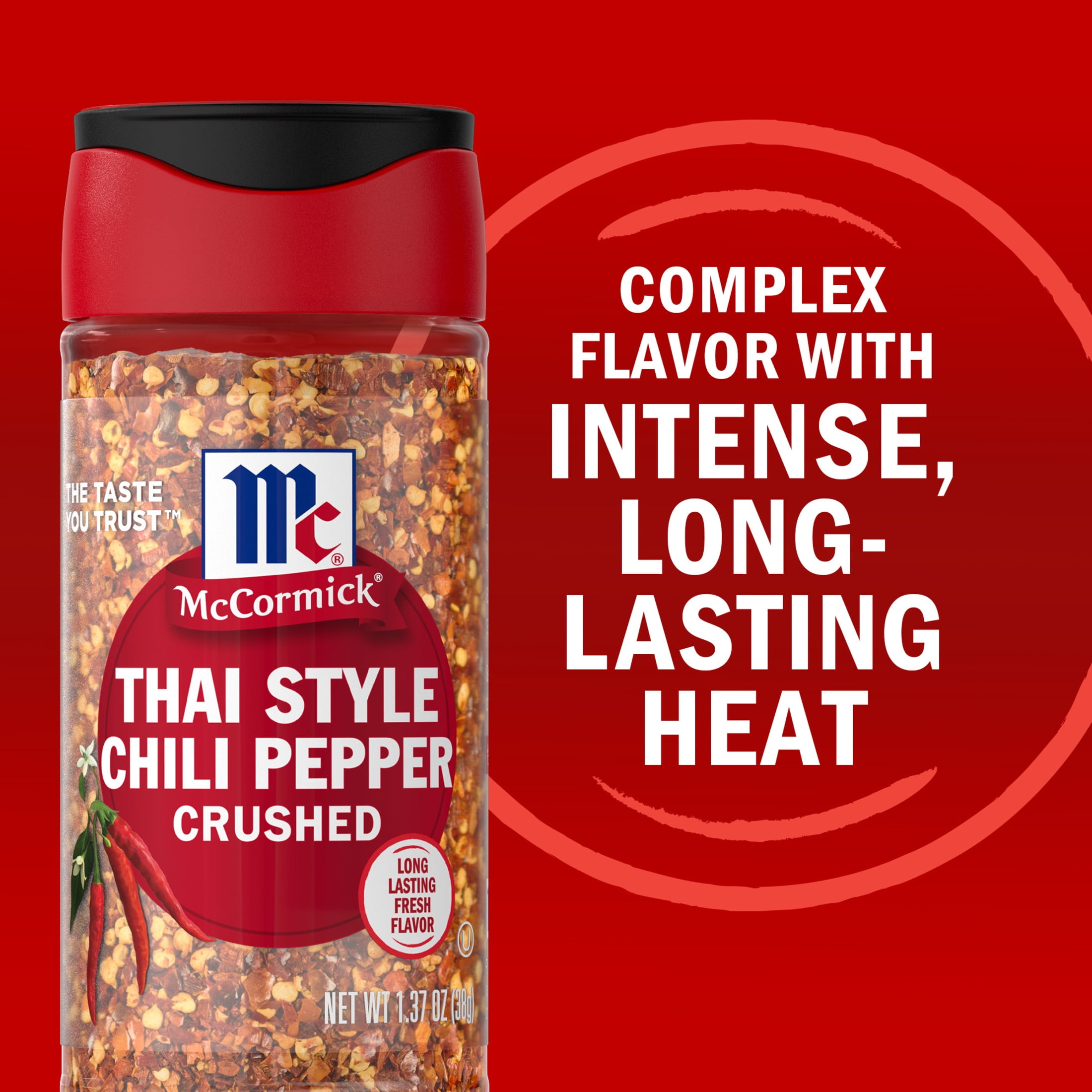(3 pack) McCormick Crushed Thai Style Chili Pepper, 1.37 oz Bottle