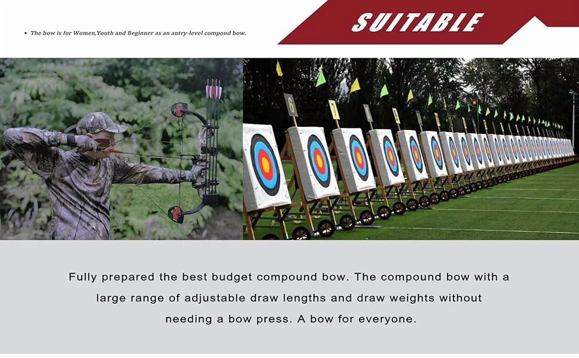 Compound Bow Archery kit for Youth & Beginner, Right Handed,19”-28” Draw Length,15-29 Lbs Draw Weight, 260 fps, Lightweight Design