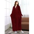 thumbnail image 3 of Women's Flannel Robe Zipper Front Long Plush Full Length Bathrobe with Pockets M-XL, 3 of 4