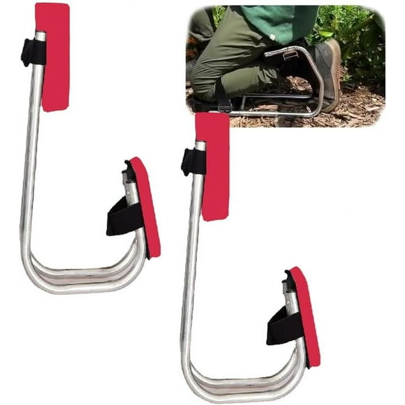 Ergonomic Knee Seat, Kneeler Seat for Gardening Farm Work - Kneeling Device for Gardening, Optimal Knee Protection, Ankle Support, Durable Thick Kneeling Pad & Galvanized Steel, Red, 2pcs