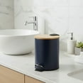 thumbnail image 7 of Navy Blue Trash Can with Bamboo Lid and Pedal, 2.5L Capacity, 7 of 7