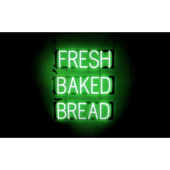 SpellBrite FRESH BAKED BREAD LED Sign for Business. 20.5" x 23.8" Green FRESH BAKED BREAD Sign Has Neon Sign Look With Energy Efficient LED Light Source. Visible from 500+ Feet, 8 Animation Settings.