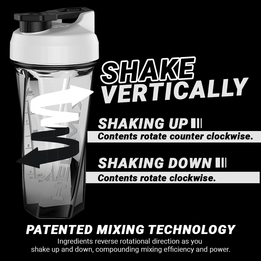 Helimix 2.0 Vortex, White, Portable Pre-Workout Blender Shaker Bottle, 28oz
