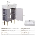 thumbnail image 2 of 21.6" Bathroom Vanity with Ceramic Sink, Freestanding Bathroom Vanity with Open-Shelving Natural Wood Vanities Cabinet Soft Closing Door Left Storage for Small Bathroom Grey, 2 of 12