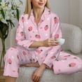 thumbnail image 5 of KLL Floral Strawberr Print Women's Long Sleeve Pajamas with Pants Sleepwear Loungewear 2 Set-X-Large, 5 of 7