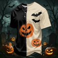 thumbnail image 4 of Halloween Shirts for Men Short Sleeve T-Shirts Pumpkin Bat All Over Pumpkin Print Novelty Spooky Holiday Tops Khaki L, 4 of 7