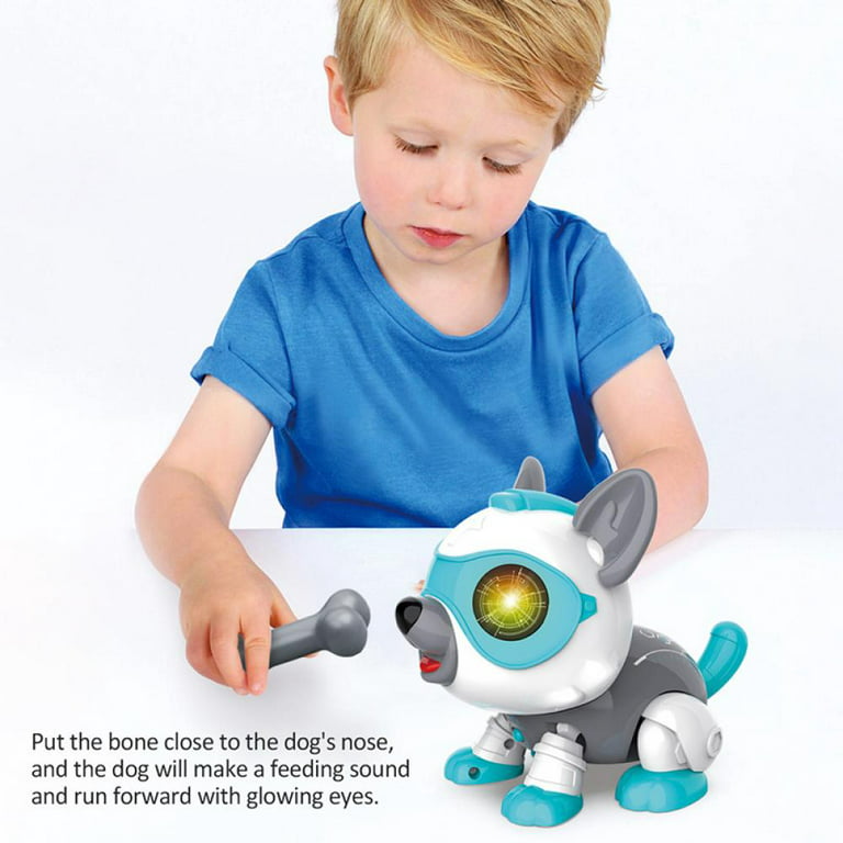 Robot Dog for Kids, DIY Stem Electronics Robotic Dog Toys with Bone Magnetic Voice Touch Control, Smart Pet Robot Toys ACT Like Real Dogs, Interactive