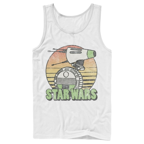 Men's Star Wars: The Rise of Skywalker Retro D-0 Sunset  Tank Top White Large