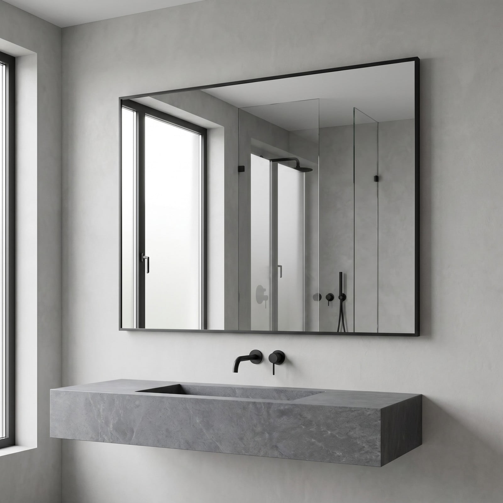 Gleamira 40"x60" Rectangular Bathroom Wall Mounted Mirror Vanity Mirror, Black