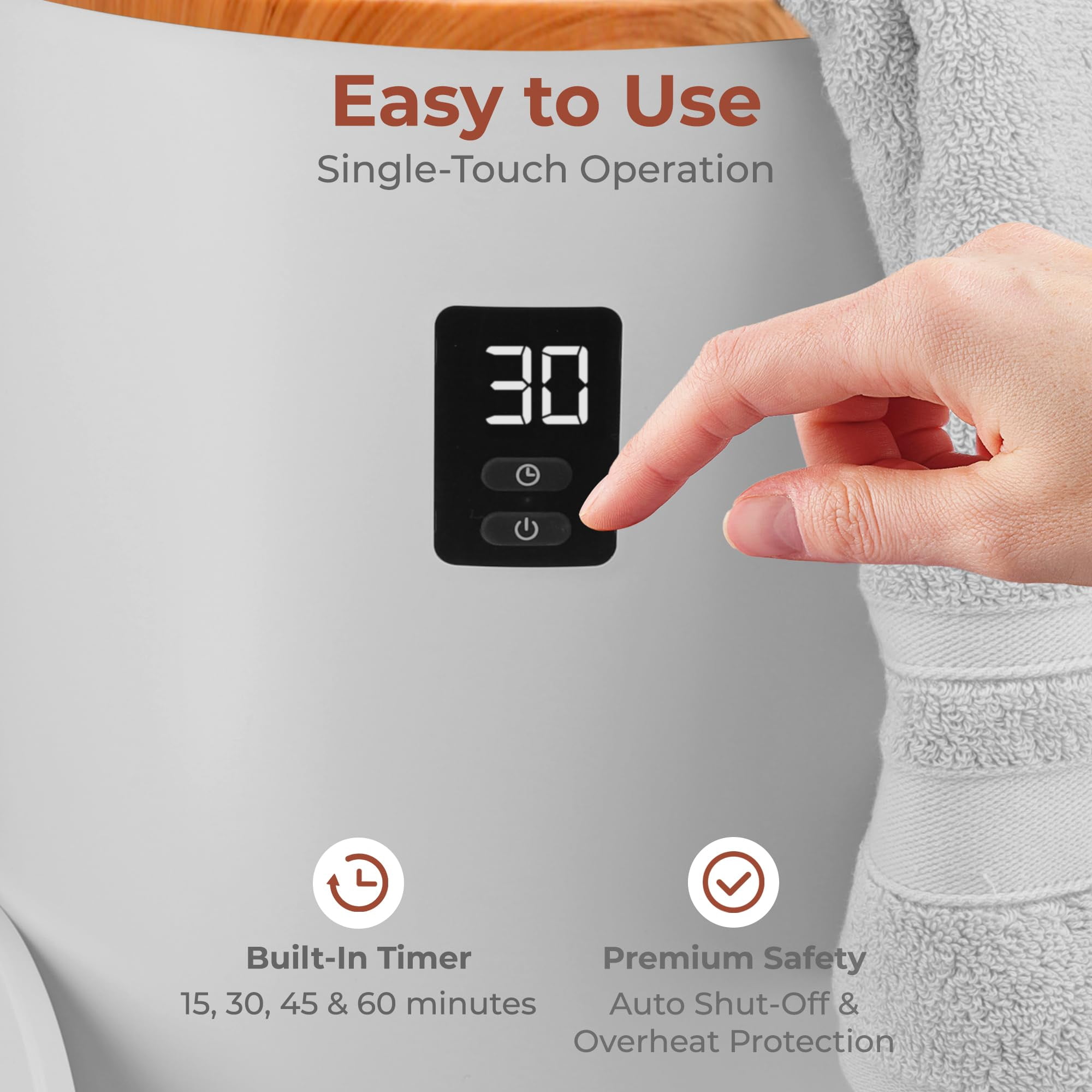 SereneLife Single Touch Towel & Blanket Warmer with Fragrant Disc Holder and LED Ring (Black,White)