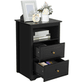 thumbnail image 2 of Renwick Wooden Nightstand with Storage Drawers and Open Shelf, Black, 2 of 8