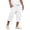 01# White, variant on HKYNLAG Mens Long Cargo Shorts Drawstring Elastic Waist Capri Pants Below Knee Casual Short with Pockets Navy M