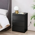 thumbnail image 6 of OWNEN Nightstand with Charging Station, Wood Bedside Table with 3 Drawers, Bedside Storage Cabinet Unit with 2 USB Ports & Power Outlets for Bedroom/Small Space/Home Office, Black,with Power Outlet, 6 of 9
