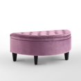 thumbnail image 2 of Inspired Home Ottoman de Rangement en Velours Libby Demi-Lune Capitonné avec Clous, Mauve, 2 of 9