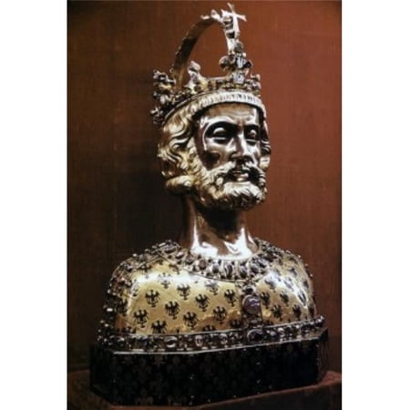 Bust of Charlemagne Gold & Enamel Antiques-Decorative Art Poster Print - 18 x 24 in.