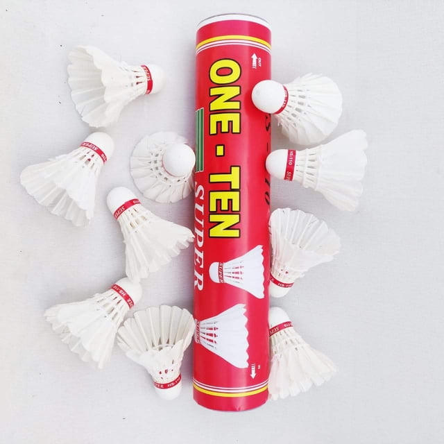 NC Sports One - Ten Badminton Duck Feather Shuttlecocks With High Quality Natural Cork | White , Pack Of 10