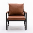 thumbnail image 2 of Modern PU Leather Accent Chair Arm Chair with Extra-Thick Padded Backrest and Seat Cushion Sofa Chairs for Living Room Bedroom,Orange, 2 of 5