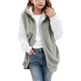thumbnail image 4 of Goodw7 Girls Fleece Zip Up Hooded Vest, Sleeveless Flannel Waistcoat with Pockets, Cozy Warm Outerwear for Fall Festivals and Events, 4 of 5