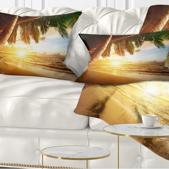 Designart 12" x 20" Blue Polyester Throw Pillow