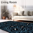 thumbnail image 2 of ODIKA 4'x6' Machine Washable Non-Slip Area Rug, Gothic Snowflake with Mischievous Eyes and Frosted Branches High Traffic Rug, Black, 620073, 2 of 7
