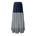 thumbnail image 4 of adviicd Women's Casual Striped High Waist Maxi Skirt Vintage Flowy Cotton Long Skirt with Pockets Grey, XL, 4 of 5