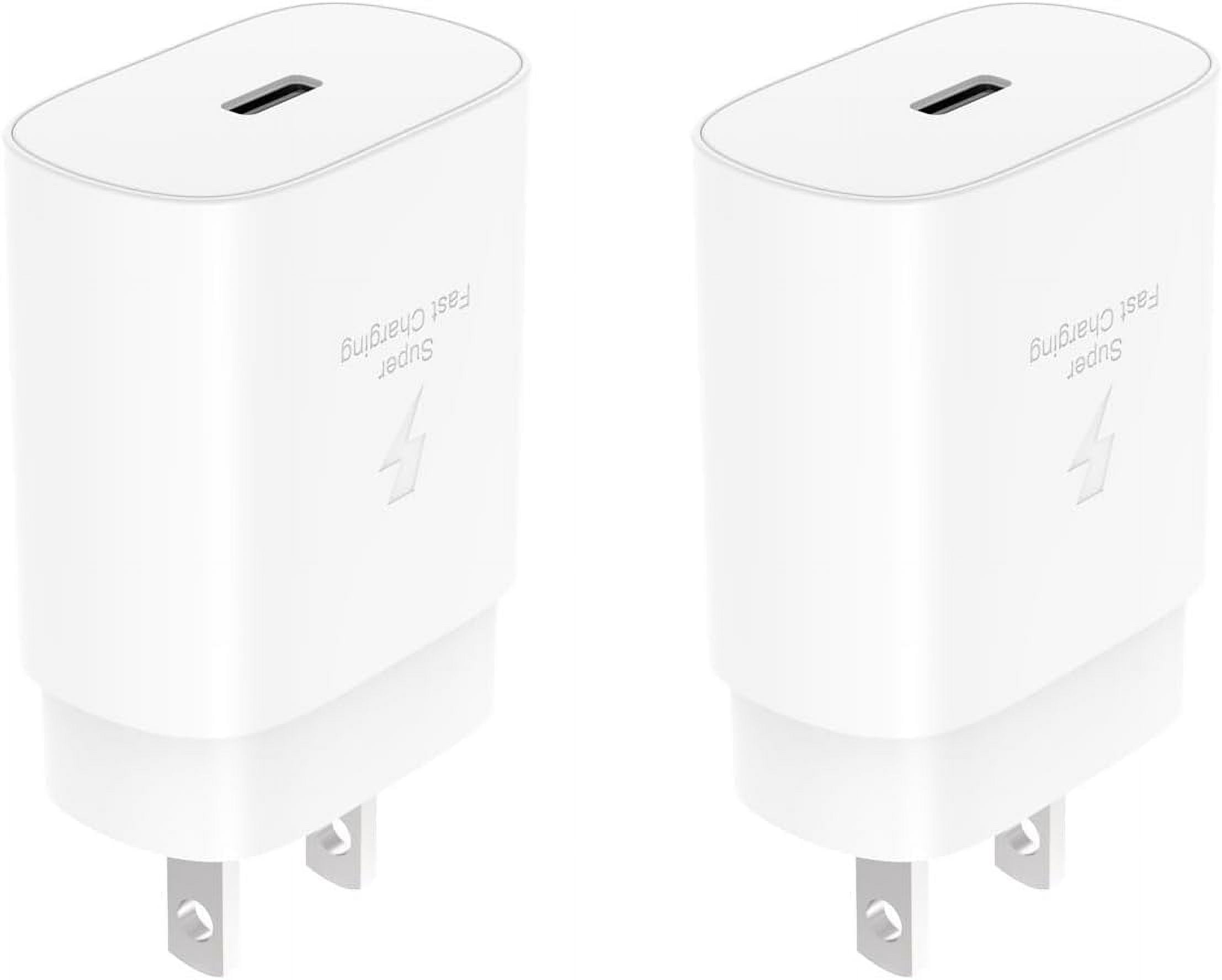 MHAWBL-USB C Charger Block, 25W USBC Fast Charging Adapter Power Cube Wall Charger Plug for Samsung Galaxy S25/S24 Ultra/S23/S22/S21/S20/Z Fold 3/4/5/Note20, iPhone 16/15 Pro Max (White, 2 Pack)