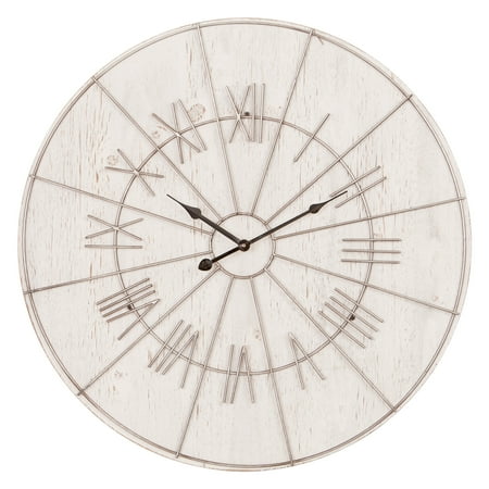 20 Inch Whitewash Wood And Metal Roman Numeral Wall Clock 20 Inch Whitewash Wood And Metal Roman Numeral Wall Clock