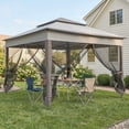thumbnail image 2 of 11'x11' Pop Up Canopy 2-Tier Soft Top Gazebo w/ Mesh Netting, Grey, 2 of 10