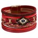 thumbnail image 5 of Pulsera multicapa envolvente, joyería, regalos, pulsera boho hecha a mano, cuerda trenzada Rojo, 5 of 9