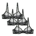 thumbnail image 1 of Xmarks Women's Sexy Lace Push Up Plus Size Bra Sheer Balconette Underwire Unlined 3 Pieces Black 90D, 1 of 9