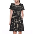 thumbnail image 1 of Saiise Robe d'Été Motif Champignon Monochrome pour Femmes T-Shirt Décontracté Manches Courtes Floral Robe de Plage avec Poches, 1 of 6