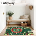 thumbnail image 3 of ODIKA 2'x3' Machine Washable Non-Slip Area Rug, Winter Festival Mosaic with Starburst Flourishes and Playful Petals High Traffic Rug, Green, 613567, 3 of 7